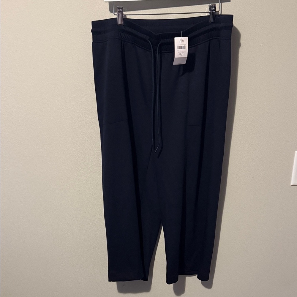 NWT J Jill Fit Athletic Pants Navy Blue XL Petitite Women Athlesiure Pockets Tie